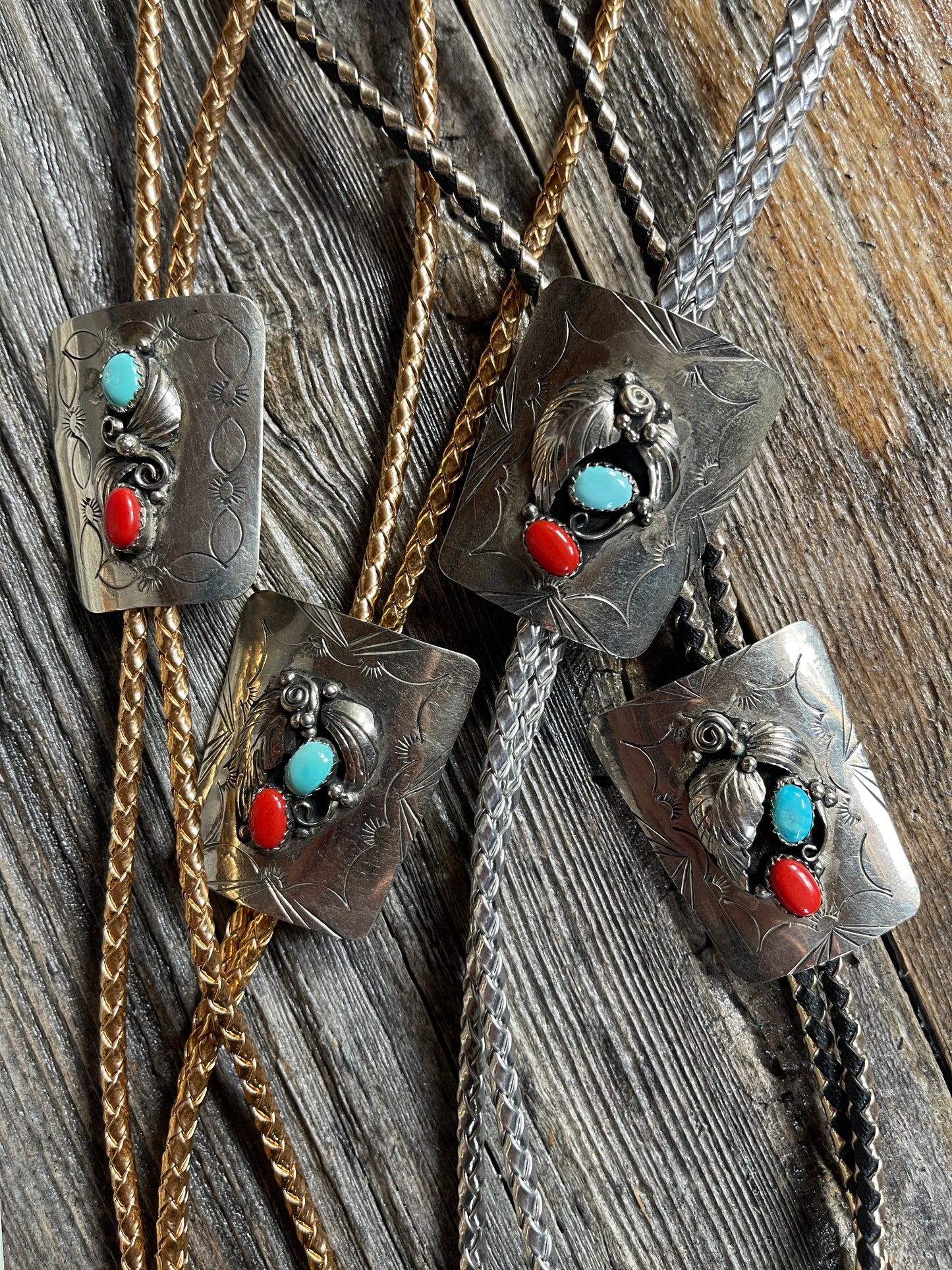 Turquoise & Coral Bolo Tie